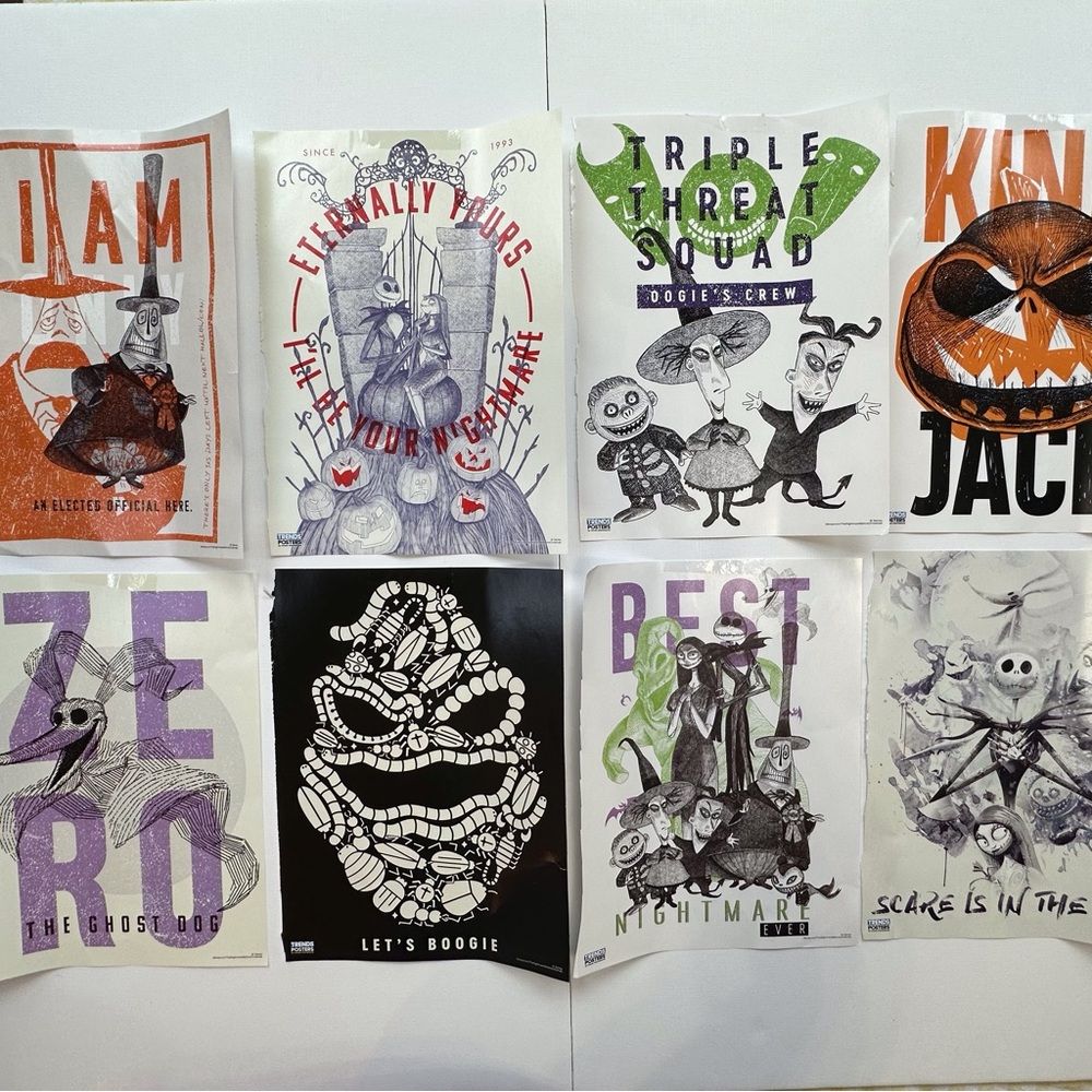 Lot of‎ 8 Nightmare Before Christmas Halloween art prints 8x11